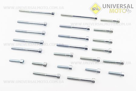Болти двигуна комплект (М6х25мм-5шт, М6х35мм-7шт, М6х50мм-2шт, М6х60мм-7шт, М6х75мм-2шт) Юпітер. Китай (Запчастини  на мотоцикл ІЖ / UM3424-V84)