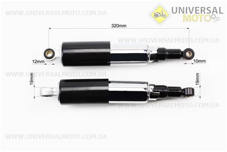 Амортизатор задний, комплект 2 штуки 320мм (закрытый, чёрные). TMMP (Мотоцикл Ява / UM3432-V18)