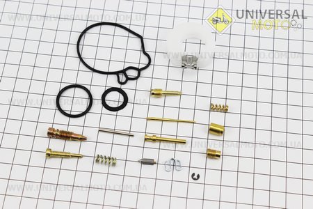 Ремонтний комплект карбюратора Honda TACT AF16, 16 деталей + поплавок. Mototech (Запчастини до японського скутера / UM3472-V84)