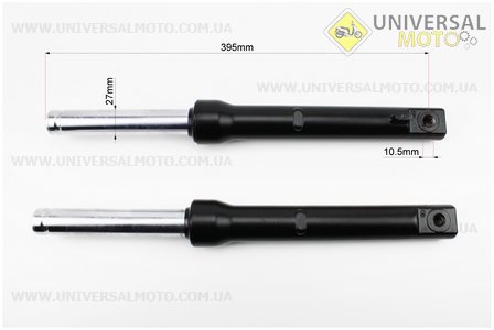 Амортизатор передній комплект 2шт Honda DIO, 395мм (під бараб. гальм) Якісні, ЧОРНИЙ. Китай (Запчастини до японського скутера / UM3474-V59)