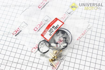 Ремонтний комплект карбюратора Honda DIO 50, 17 деталей + поплавок. Scorpion (Запчастини до японського скутера / UM3476-V65)