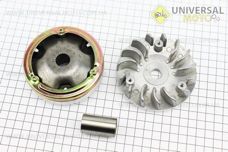 Варіатор передній комплект Suzuki AD 50 + втулка, крильчатка - алюміній. Китай (Запчастини до японського скутера / UM3477-V66)