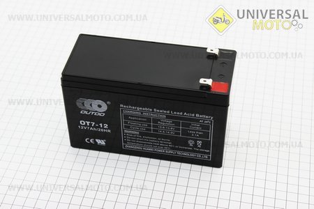 Акумулятор OT7-12 - 12V7Ah (L151 * W65 * H94мм) для ДБЖ, іграшок та ін, 2021. OUTDO (Акумулятор / UM3481-V39)