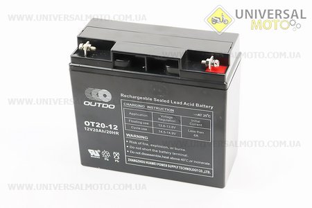 Акумулятор 12V20Ah OT20-12 кислотний (L181*W77*H167мм) для ДБЖ, іграшок та ін.. OUTDO (Акумулятор / UM3481-V44)
