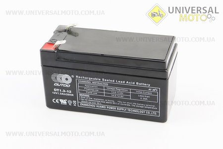 Акумулятор OT1,3-12 - 12V1,3Ah (L97*W45*H53мм) для ДБЖ, іграшок та ін.. OUTDO (Акумулятор / UM3481-V70)