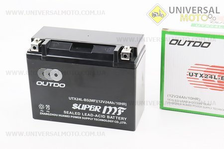 Акумулятор 12V24Аh UTX24L-BS(MF) кислотний (L205*W87*H162мм). OUTDO (Акумулятор / UM3482-V42)