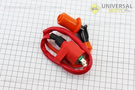 Котушка запалювання зі свічником (червона) ТЮНІНГ. Китай (Запчастини до 4Т скутера / UM3491-V90)