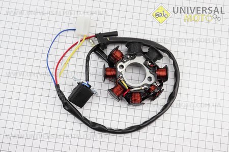Статор магнето (генератора) (8 котушок роз'єм "мама 2 + 2") висота 31мм. JWBP (Запчастини до 4Т скутера / UM3492-V30)