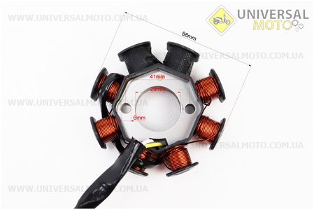 Статор магнето (генератора) (8 котушок роз'єм "мама 2 + 2") висота 31мм. JWBP (Запчастини до 4Т скутера / UM3492-V30)