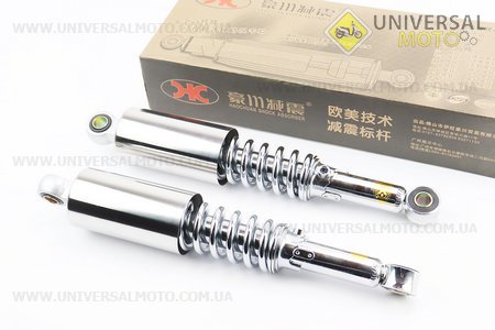 Амортизатор задній JH / CB / CG - 309мм * d 54 мм (втулка 12мм / втулка 12мм) зі стаканом регульований, хром комплект 2шт. HAOCHUAN (Запчастини на мотоцикл Viper 125-150J / UM3510-V37)