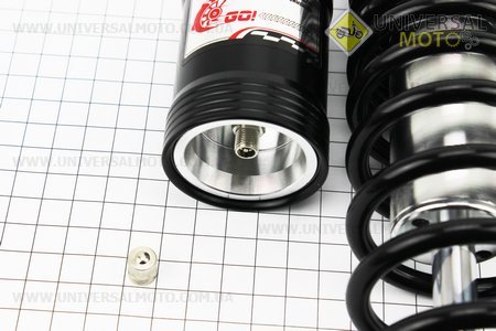 Амортизатор задній JH / CB / CG - 340мм * d60мм (втулка 10;12мм / втулка 10;12мм) газовий регульов, чорний комплект 2 штуки. GO! (Запчастини на мотоцикл / UM3510-V98)