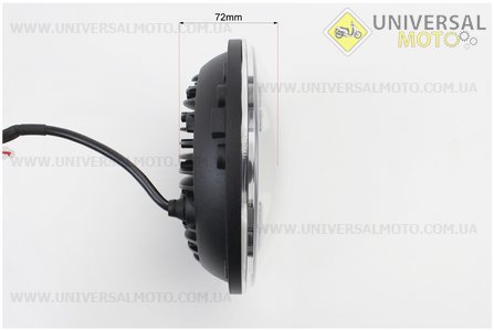 Фари круглої передня частина з обідком "R" універсальна 6-LED, d-180mm, МОТО TUNING. Китай (Освітлення / UM3512-V07)