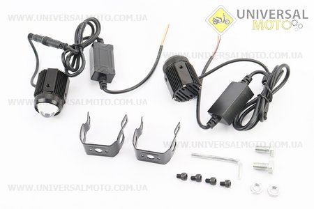 Фара додаткова світлодіодна вологозахисна - 1 LED з кріпленням і блоком розпалу, кругла 37мм, комплект 2шт (світло білий / жовтий). Китай (Разное / UM3512-V09)