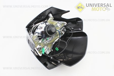 Пластик - обтічник + ветровик, фара, ЧОРНИЙ (TVS Apache RTR 160). Китай (Запчастини на мотоцикл / UM3512-V12)