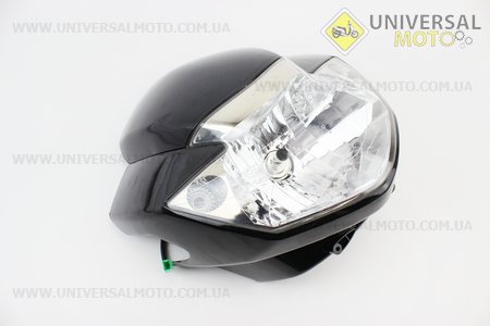 Пластик - обтічник + ветровик, фара, ЧОРНИЙ (TVS Apache RTR 160). Китай (Запчастини на мотоцикл / UM3512-V12)