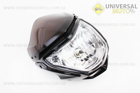 Пластик - обтічник + ветровик, фара, ЧОРНИЙ. Китай (Запчастини на мотоцикл / UM3512-V15)