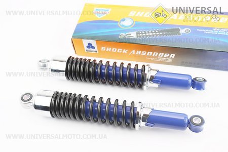 Амортизатор задній JH / CB / CG - 340мм * d53мм (втулка 12мм / втулка 10мм) зі склянкою регульований, Чорний комплект 2шт. JWBP (Запчастини на мотоцикл / UM3513-V98)