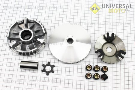 Варіатор передній комплект Yamaha BWS 100 (під вал 16мм) + втулка, крильчатка, хрест. Китай (Запчастини до японського скутера / UM3520-V97)