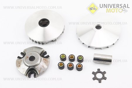 УЦІНКА Варіатор передній комплект Yamaha BWS 100 (під вал 16мм) + втулка, крильчатка, хрест (незначний наліт, див. фото). Китай (Запчастини до японского скутера / UM3528-V76)
