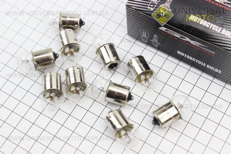 Лампа повороту (біла з цоколем) 12V / 10W G18 BA15S комплект 10шт. GXmotor (Різне / UM3541-V16)