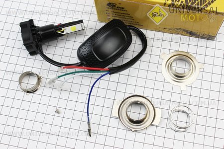 Лампа фари діодний LED-4 SUPER універсальна (комплект різних кріплень), з стабілізатором + стробоскоп. GO! (Різне / UM3541-V22)