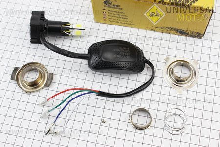 Лампа фари діодний LED-5 SUPER універсальна (комплект різних кріплень), з стабілізатором + стробоскоп. GO! (Різне / UM3541-V23)