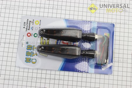 Поворот діодний на гнучкій ніжці + габарит білий LED ЧОЛОВІК "секвентальний", 2 штуки. CYT (Освітлення повороти / UM3542-V16)