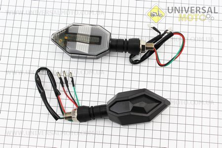 Поворот діодний на гнучкій ніжці + габарит білий LED СТРЕЛА тип 3 "секвентальний", 2 штуки. CYT (Освітлення повороти / UM3542-V17)