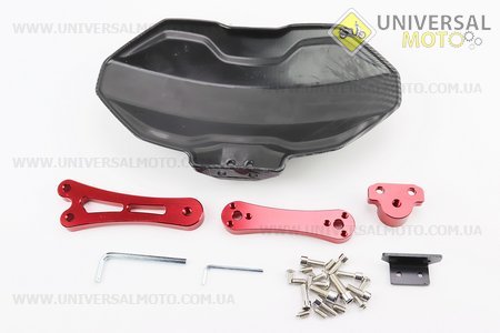 Крило заднє універсальне, червоне кріплення на одну сторону з регулюванням нахилу (бризговики) TUNING, КАРБОН. Китай (Різне / UM3543-V77)