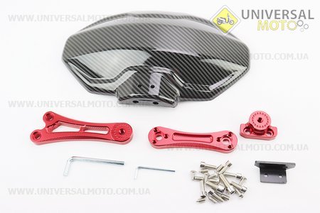 Крило заднє універсальне, червоне кріплення на одну сторону з регулюванням нахилу (бризговики) TUNING, КАРБОН. Китай (Різне / UM3543-V77)