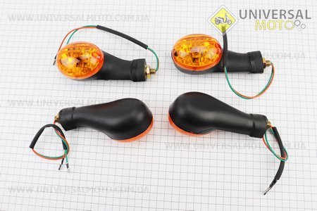 Поворот "ОВАЛ" передній (задній) великий чорний, міцна ніжка, помаранчеве скло світле, комплект 4шт. Китай (Разное / UM3546-V19)