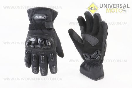 Рукавички мотоциклетні, теплі L-чорні. madbike (Мотоекіпировка / UM3551-V29)