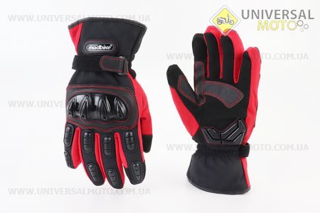 Рукавички мотоциклетні, теплі L-Чорно-Червоні. madbike (Мотоекіпировка / UM3551-V32)