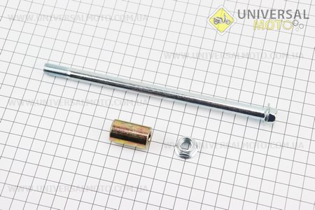 Вісь переднього колеса d10мм; L180мм + втулка, гайка, тип 2. Китай (Запчастини для мопеда Дельта / UM3570-V45)
