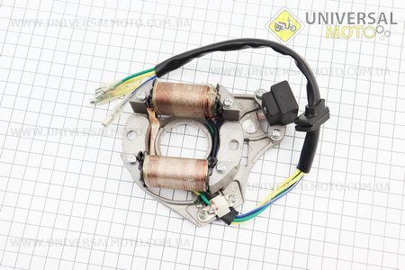 Статор магнето (генератора) (2 котушки роз'єм "мама 3+1"). Китай (Запчастини для мопеда Дельта / UM3570-V85)