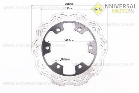 Scrambler 250 Диск гальмівний передній D-265мм. Китай (Запчастини на мотоцикли Geon / UM3593-V20)