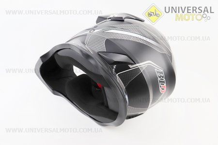 Шолом кросовий/ендуро/АТV зі склом BLD-819-7 S (55-56см), ЧОРНИЙ матовий з біло-сірим малюнком. BLD (Шоломи / UM3600-V14)