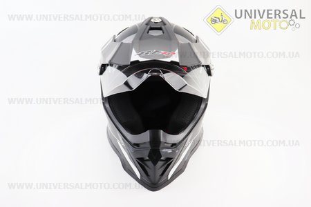 Шолом кросовий/ендуро/АТV зі склом BLD-819-7 S (55-56см), ЧОРНИЙ матовий з біло-сірим малюнком. BLD (Шоломи / UM3600-V14)