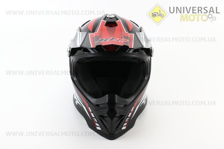 Шолом кросовий/ендуро/АТV BLD-819-7 S (55-56см), ЧОРНИЙ глянець з червоно-біло-сірим малюнком. BLD (Шоломи / UM3600-V19)