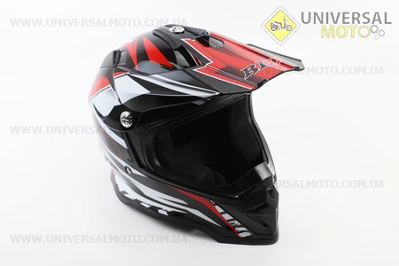 Шолом кросовий/ендуро/АТV BLD-819-7 S (55-56см), ЧОРНИЙ глянець з червоно-біло-сірим малюнком. BLD (Шоломи / UM3600-V19)