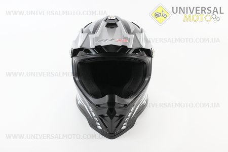 Шолом кросовий/ендуро/АТV BLD-819-7 М (57-58см), ЧОРНИЙ глянець з біло-сірим малюнком. BLD (Шоломи / UM3600-V23)