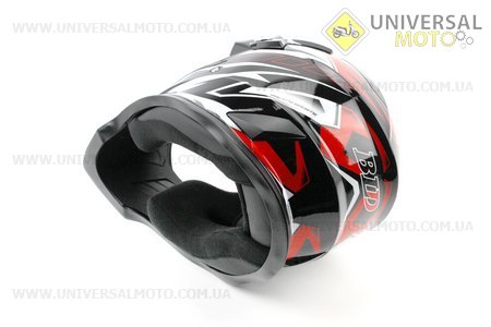 Шолом кросовий/ендуро/АТV BLD-819-7 М (57-58см), ЧОРНИЙ глянець з червоно-біло-сірим малюнком. BLD (Шоломи / UM3600-V24)