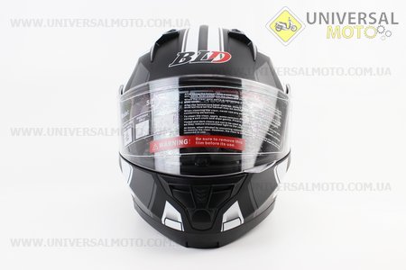 Шолом модуляр, закритий з відкидним підборіддям+відкидні окуляри BLD-162 М (57-58см), ЧОРНИЙ матовий з біло-сірим малюнком. BLD (Шоломи / UM3600-V36)
