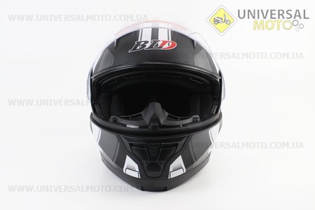 Шолом модуляр, закритий з відкидним підборіддям+відкидні окуляри BLD-162 М (57-58см), ЧОРНИЙ матовий з біло-сірим малюнком. BLD (Шоломи / UM3600-V36)