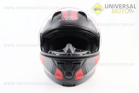 Шолом модуляр, закритий з відкидним підборіддям+відкидні окуляри BLD-162 М (57-58см), ЧОРНИЙ матовий з червоно-сірим малюнком. BLD (Шоломи / UM3600-V37)