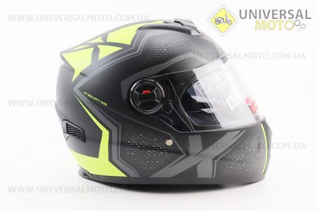 Шолом інтеграл, закритий+окуляри BLD-М61 S (55-56см), ЧОРНИЙ матовий з салатово-сірим малюнком. BLD (Шоломи / UM3600-V40)