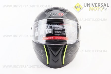 Шолом інтеграл, закритий+окуляри BLD-М61 S (55-56см), ЧОРНИЙ матовий з салатово-сірим малюнком. BLD (Шоломи / UM3600-V40)