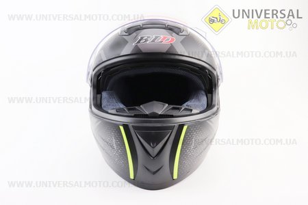 Шолом інтеграл, закритий+окуляри BLD-М61 S (55-56см), ЧОРНИЙ матовий з салатово-сірим малюнком. BLD (Шоломи / UM3600-V40)