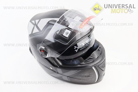 Шолом інтеграл, закритий+окуляри BLD-М61 М (57-58см), ЧОРНИЙ матовий з сірим малюнком. BLD (Шоломи / UM3600-V41)