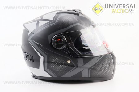 Шолом інтеграл, закритий+окуляри BLD-М61 М (57-58см), ЧОРНИЙ матовий з сірим малюнком. BLD (Шоломи / UM3600-V41)